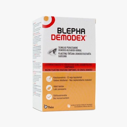 BLEPHADEMODEX valomosios akių vokų servetėlės, pakuotėje 30 vnt.